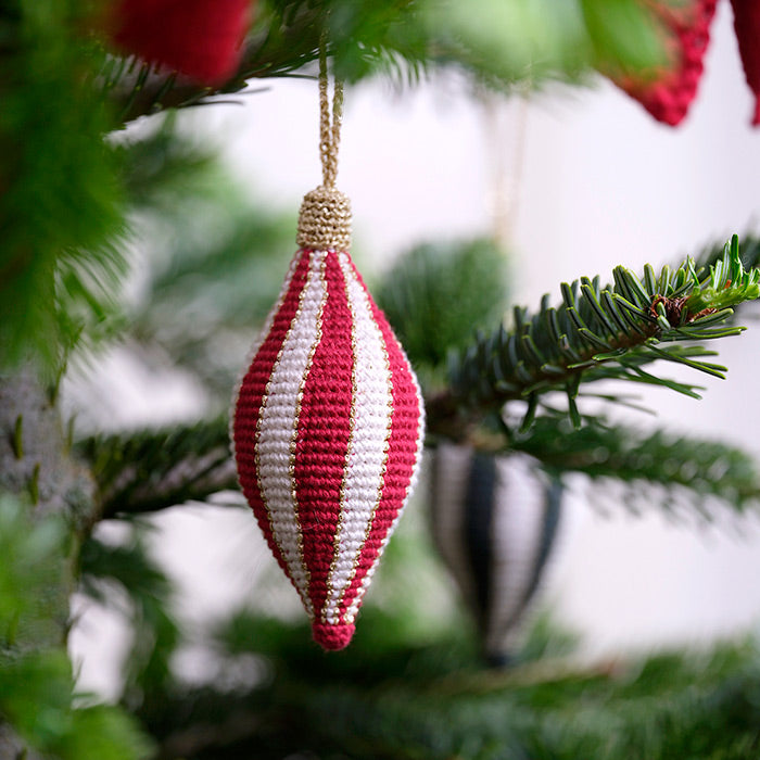 Classic Striped Christmas Ornaments - Crochet Kit