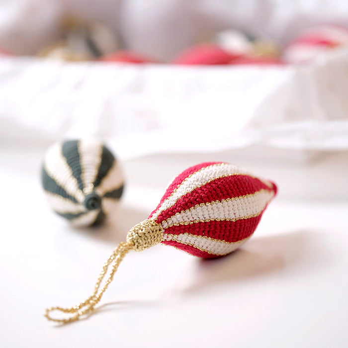 Classic Striped Christmas Ornaments - Crochet Kit