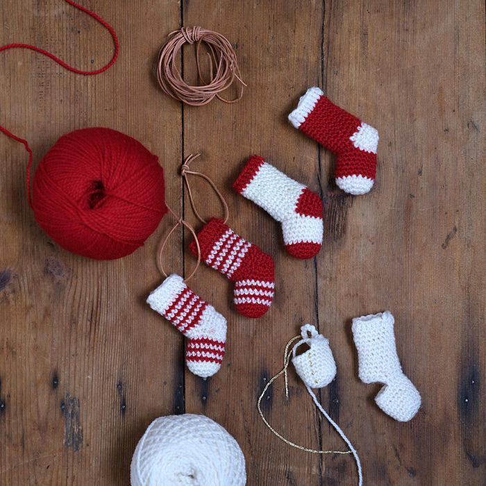 Classic Mini Christmas Stockings - Crochet kit